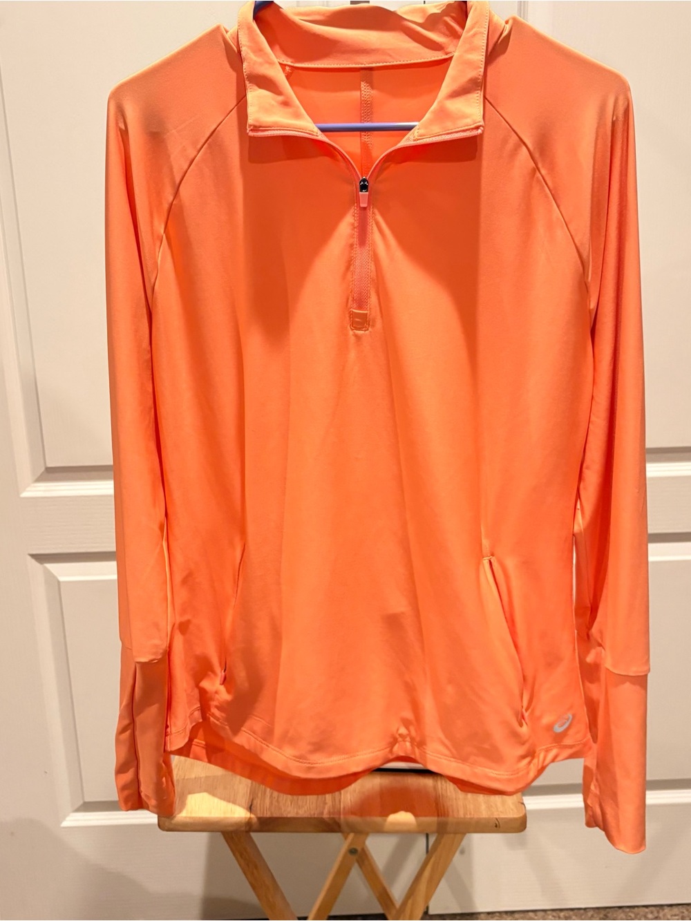 ASICS Women’s 1/4 Zip Pullover Orange Coral Long Sleeve Athletic Running Top